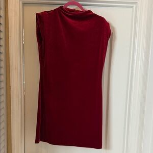 Steve Madden Padded Shoulder Red Velvet Dress